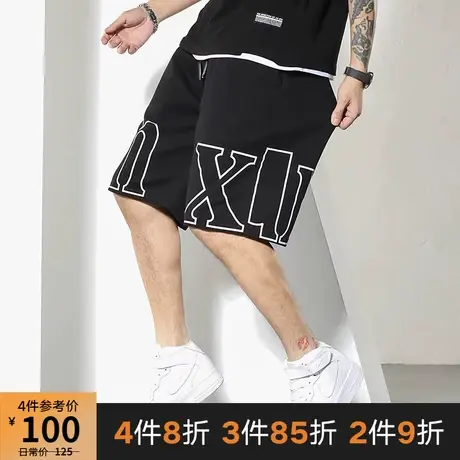 GxxH2022潮牌大码男装加肥加大纯色休闲短裤个性印花运动五分裤夏图片