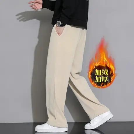 灯芯绒裤子男宽松加绒休闲裤潮流卫裤高街大码阔腿长裤男生秋冬季图片