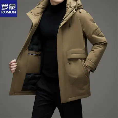 罗蒙冬季爆款羽绒服可脱卸帽加厚时尚爸爸装商务休闲羽绒风衣外套图片