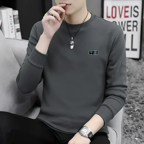 纯棉t恤男长袖加绒加厚秋冬季保暖内搭打底衫中国潮流全棉秋衣服图片