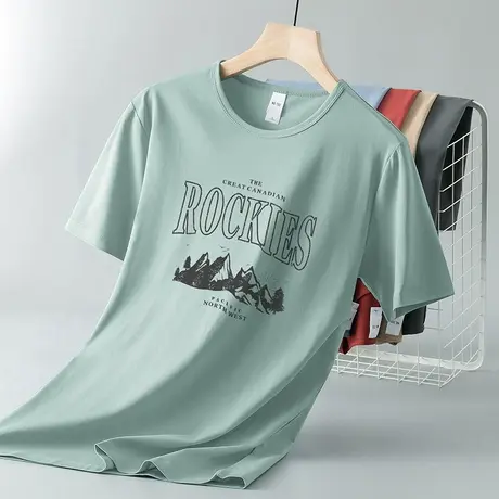 莫代尔短袖t恤男装夏季冰丝凉感半袖体恤潮牌潮流圆领速干上衣服商品大图