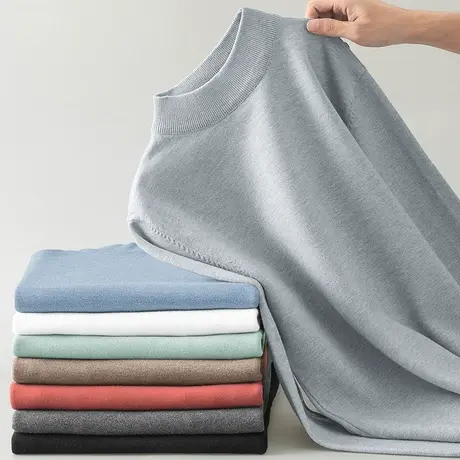 男士毛衣半高领秋冬保暖一体绒针织衫中领打底衫线衣加绒加厚毛衫商品大图