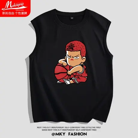 樱木花道球衣灌篮高手动漫青少年运动背心男纯棉宽松无袖t恤坎肩商品大图