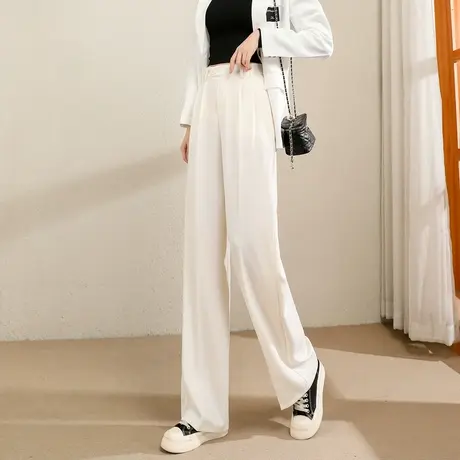 时尚气质休闲长裤2023年春季新款女士垂感显瘦上班族西装直筒裤图片
