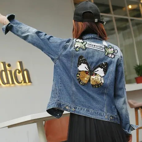 牛仔外套女春秋宽松2019新款韩版显瘦学生长袖牛仔服上衣潮9637图片