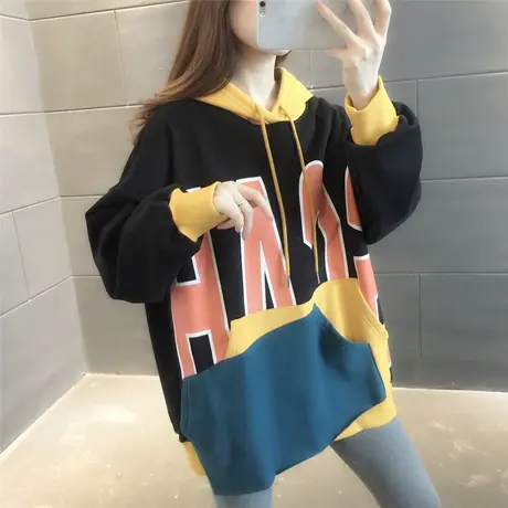 加绒连帽卫衣女秋冬2023年新款秋季韩版宽松休闲港味chic外套加厚商品大图