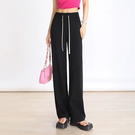 莫代尔弹力阔腿裤女夏季2023新款高腰垂感显瘦长裤百搭直筒休闲裤商品大图