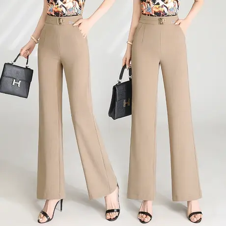 棉麻西装阔腿裤女2023新款高腰显瘦垂感微喇裤窄版休闲气质拖地裤图片