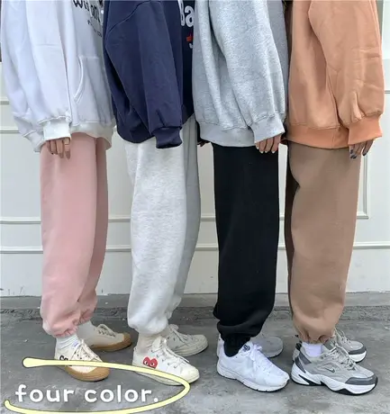 加绒运动裤子女2020秋冬宽松直筒显瘦百搭休闲哈伦束脚长裤潮ins商品大图