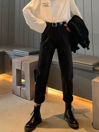 外贸清仓捡漏梨形身材春季新款高腰显瘦宽松大码烟管裤牛仔老爹裤图片