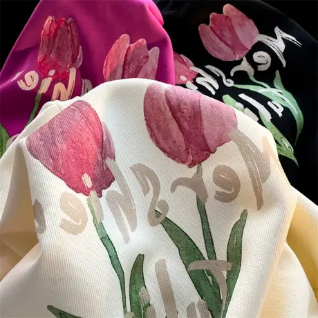 奶fufu的郁金香卫衣女ins潮牌宽松春秋薄款设计感oversize上衣服商品大图