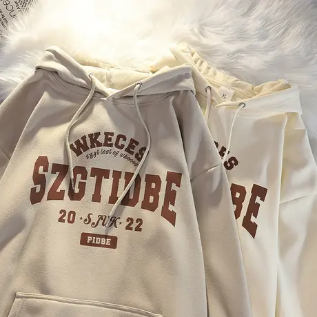 设计感连帽卫衣女秋冬季加绒加厚ins潮牌高街宽松慵懒风大码外套商品大图