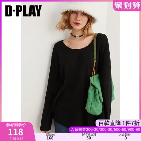 DPLAY秋装新休闲宽松圆领黑色保暖长袖T恤商品大图