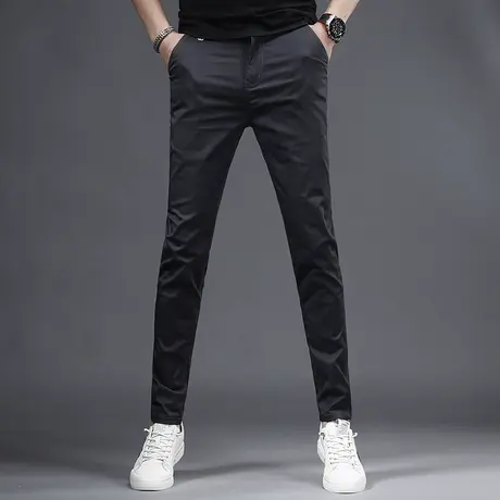 2023春夏新款裤子男休闲裤深灰色薄款韩版潮流弹力休闲男士裤子商品大图