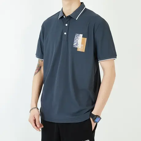 春夏季冰丝POLO衫保罗短袖T恤男士体恤男装夏装上衣服2023年新款商品大图