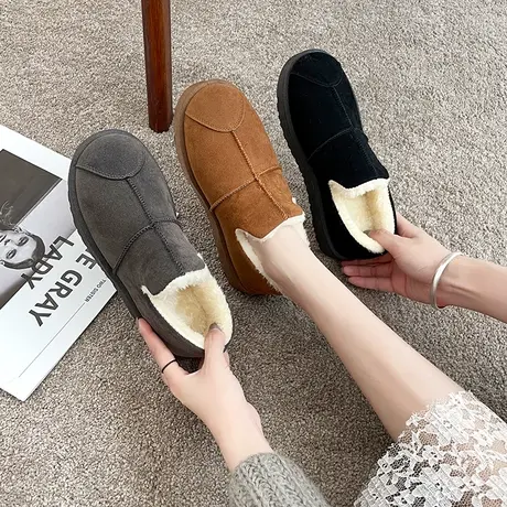 雪地靴女2023冬季百搭保暖加绒短筒棉鞋低帮加厚学生学生面包鞋女图片