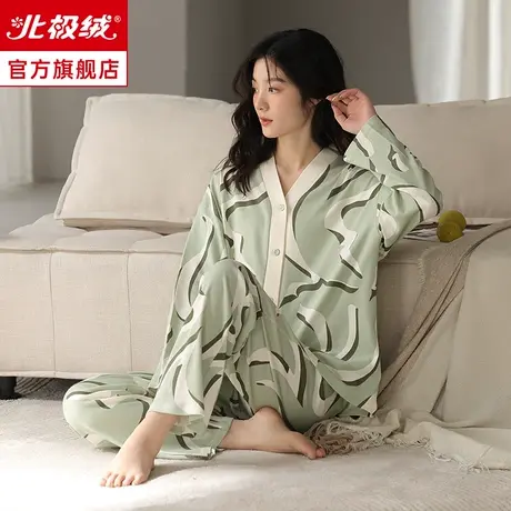 长袖睡衣女春秋款纯棉薄款大码少女甜美可外穿夏季全棉家居服套装商品大图