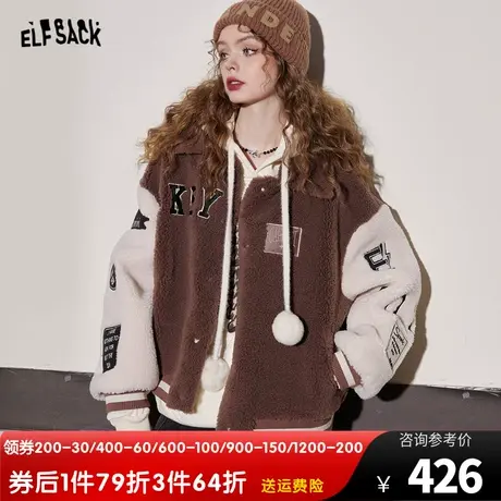 妖精的口袋美式复古加厚棉衣女2023冬季新款小个子学院风棉服外套图片