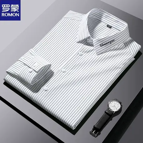 罗蒙2023秋冬季男士长袖衬衫商务休闲百搭职业装长袖免烫休闲上衣商品大图