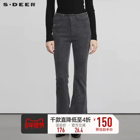 sdeer圣迪奥2022年冬装新款女装复古插袋灯芯绒喇叭裤S224Z0807🚏图片