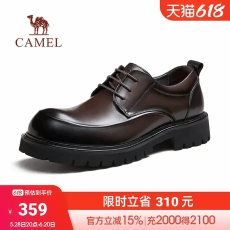 骆驼2024秋季新款厚底亮面圆头止滑百搭大头德比皮鞋男商品大图