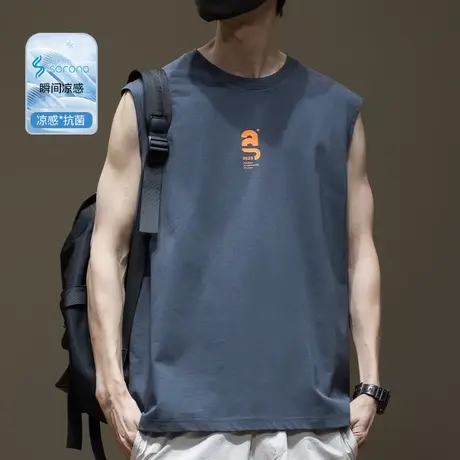 冰丝凉感坎肩背心男无袖2025夏季新款宽松大码胖子男士运动薄T恤图片
