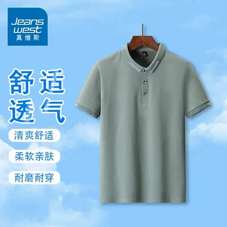 GQ真维斯夏季男士时尚休闲冰丝短袖T恤polo衫简约百搭翻领T恤上衣商品大图