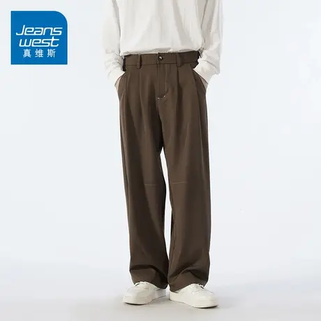 KZ真维斯潮牌休闲长裤男士阔腿宽松直筒商务西裤西装男裤子秋冬季商品大图