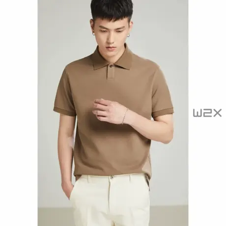 w2x夏季纯色百搭短袖Polo衫男商务休闲翻领保罗衫青年上班有领T恤商品大图
