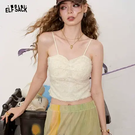 妖精的口袋白色提花纯欲背心吊带女2025夏季新款气质修身显瘦上衣商品大图