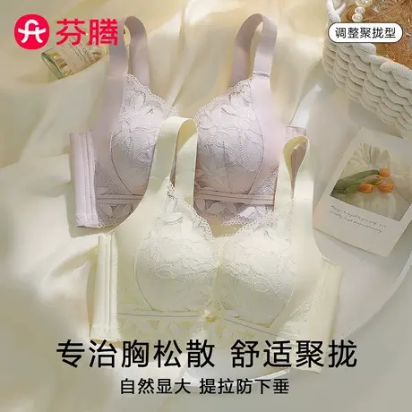芬腾内衣女士小胸聚拢显大收副乳防下垂提拉上托无钢圈蕾丝文胸罩商品大图
