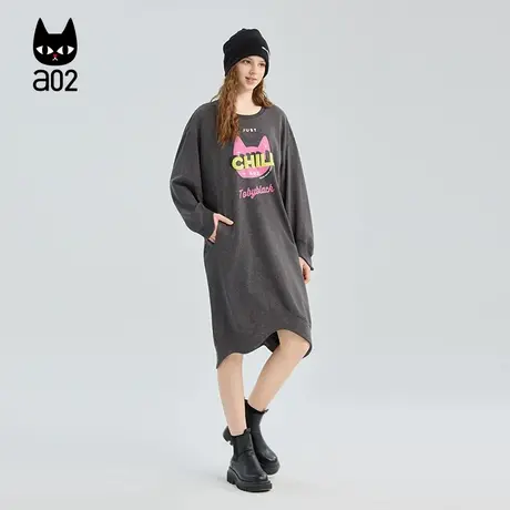 a02宽松卫衣连衣裙女2025秋季新款清爽通勤穿搭套头长裙秋装裙子商品大图