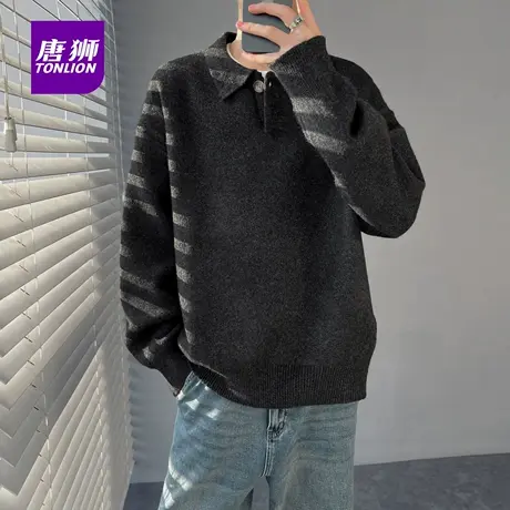 唐狮秋冬季新款男士Polo领毛衣日系简约纯色时尚百搭针织衫上衣AP图片