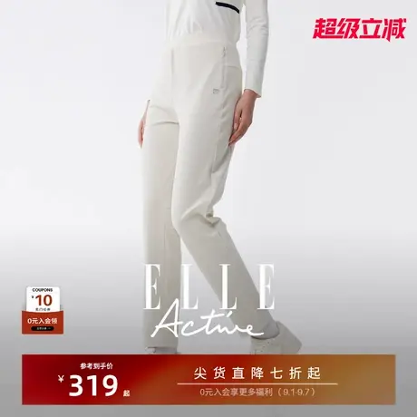 ELLE Active时尚户外穿搭休闲裤女加绒直筒裤秋冬款运动长裤显瘦商品大图