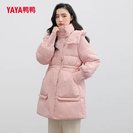 鸭鸭羽绒服女中长款2023年新品时尚韩版潮流时尚保暖羽绒外套C图片