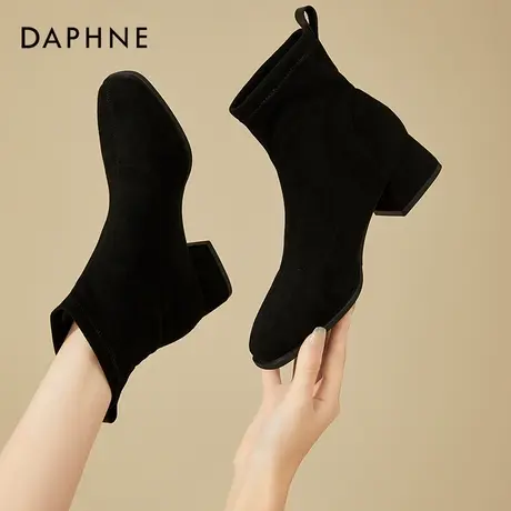 达芙妮英伦风显瘦百搭粗跟瘦瘦靴女2026秋冬新款加绒短靴女马丁靴图片