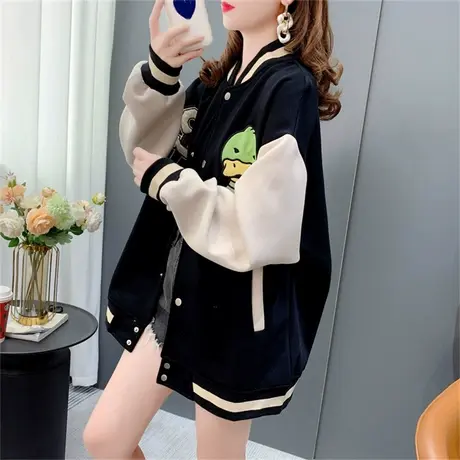 学院风卡通棒球服卫衣女2022年新款秋季韩版宽松洋气夹克上衣外套商品大图