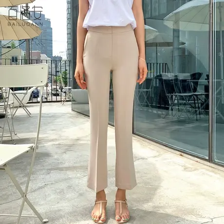 百洛安西装裤女九分裤夏装新款韩版修身显瘦职业微喇叭裤女西裤图片