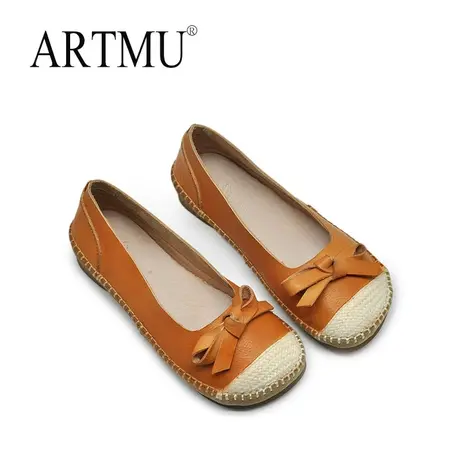Artmu阿木原创手工编织蝴蝶结平底单鞋女超软豆豆鞋浅口女鞋新款图片