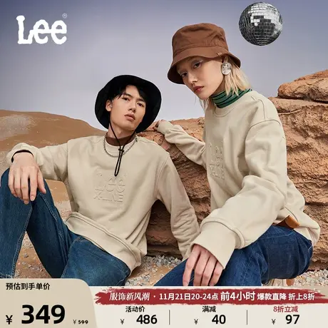 Lee舒适版型浮雕效果字母logo圆领男女同款抓绒卫衣LUT00722810图片