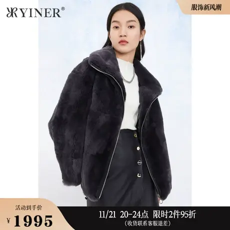 YINER音儿线上专选女装冬季短款拉链獭兔毛皮草商品大图