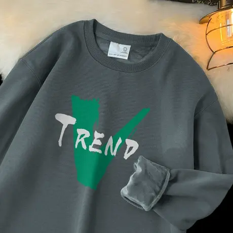 320g重磅卫衣男春秋季加绒加厚长袖t恤秋冬款圆领无帽上衣服潮牌商品大图