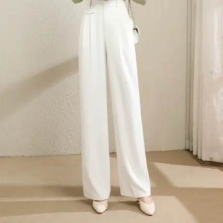 时尚气质百搭直筒休闲长裤女士2023年春季新款高腰显瘦设计感裤子图片