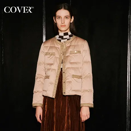 COVER秋季圆领安心绒鹅绒小香风羽绒服图片