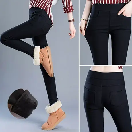 魔术黑色打底裤女裤外穿秋冬季加绒加厚小脚2024新款高腰显瘦百搭商品大图