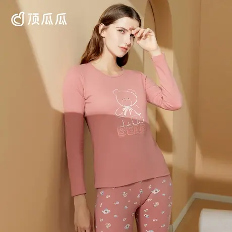顶瓜瓜保暖内衣女士春秋新款纯棉印花秋裤棉毛衫保暖套装图片