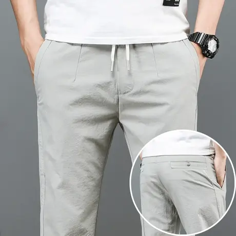夏季薄款松紧浅色男士商务冰丝休闲裤夏裤子韩版潮流百搭长裤夏天商品大图