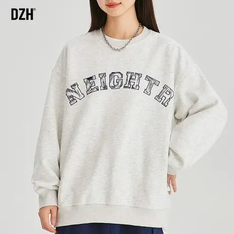 男士无帽套头卫衣男重磅圆领2023新款刺绣上衣情侣装秋季休闲外套商品大图