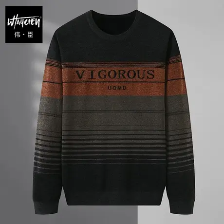 伟臣潮流大码男装商务休闲毛衣男胖子加肥加大宽松套头肥佬针织衫商品大图