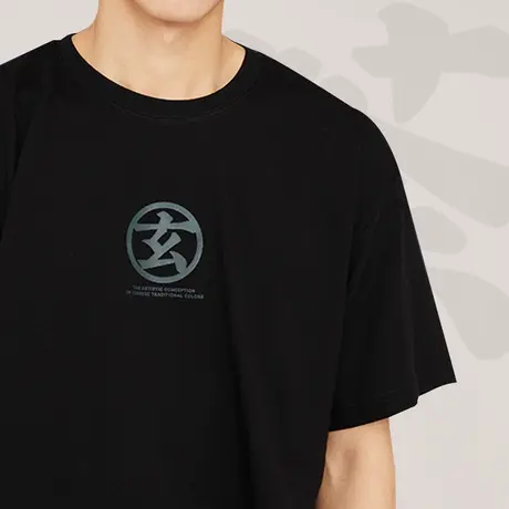 后序新中式国风原创设计感基础款书法印花短袖T恤无性别男女同款图片